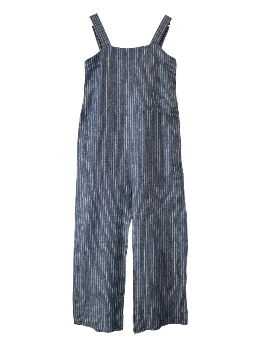 Quince Jumpsuit Womens S European Linen Square Neck Wide Leg Pockets Resortwear